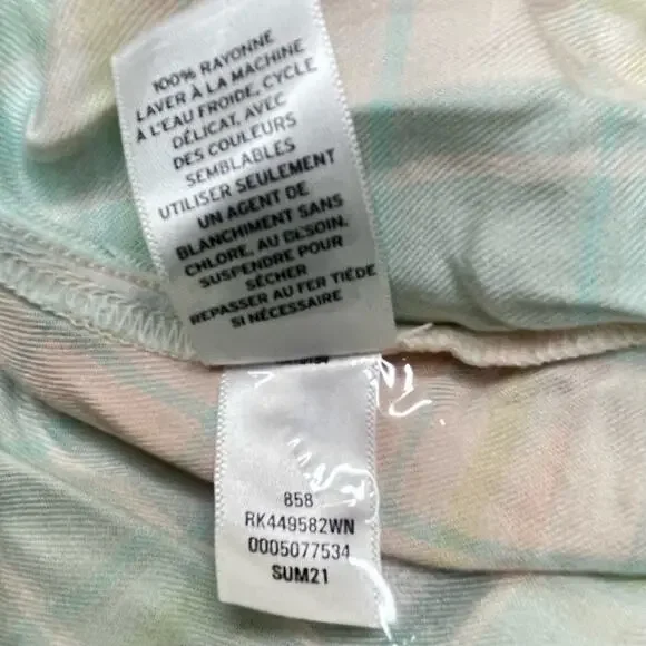 ABOUND PLAID NWOT BOHO RAYON BUTTON DOWN DRESS PINK GREEN 2X - Picture 7 of 8